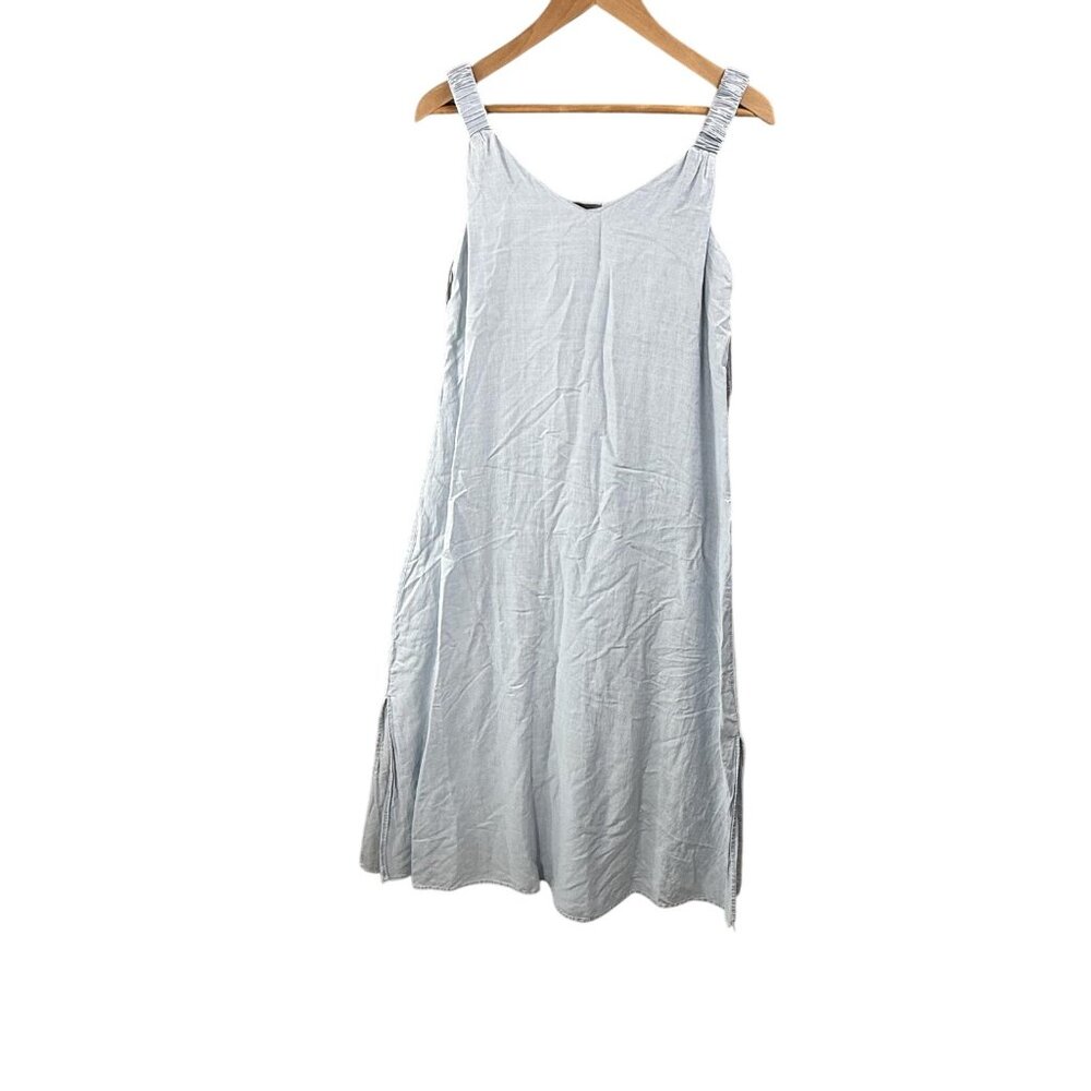 Vince Camuto Dress Womens XS Blue Tencel Maxi Sleeveless Side Slit Sundress